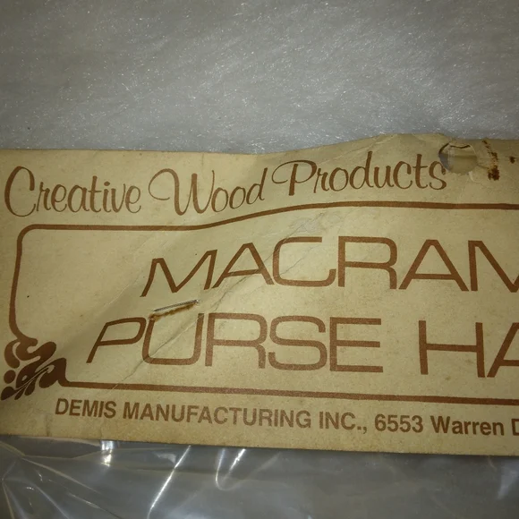 MACRAME Vintage Purse Handles, 1 pair of lightweight, real wood purse ha… - Picture 3 of 3